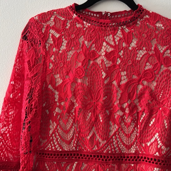 missguided Red Lace Bohemian Romper - Picture 2 of 9